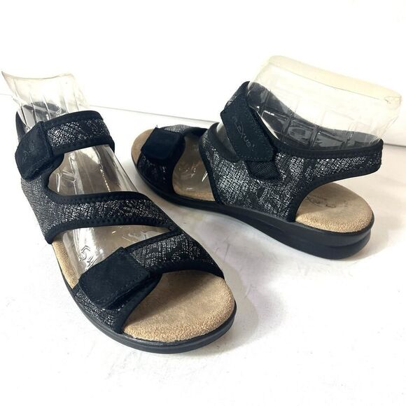 Flexus Summer Sandal Womens Sz EU 41 US 10.5 Sling Back Open Toe Black Synthetic - Picture 4 of 10